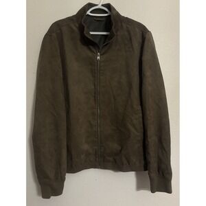 MNG by Mango Brown Bomber Jacket Sz L Suede Textured